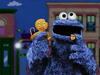 Cookie Monster gets bit